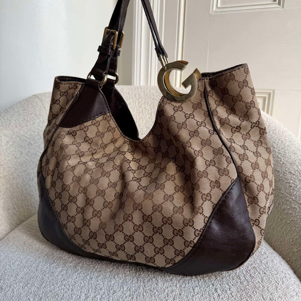 Gucci GG Canvas Charlotte Brown Shoulder Bag