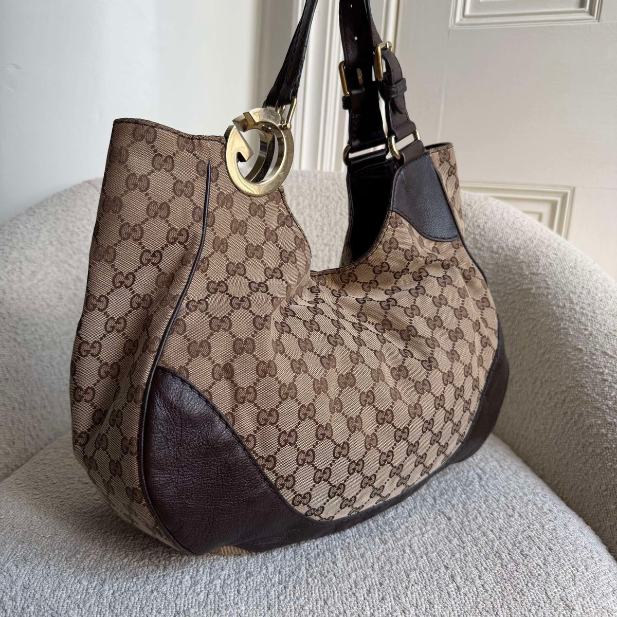 Gucci GG Canvas Charlotte Brown Shoulder Bag