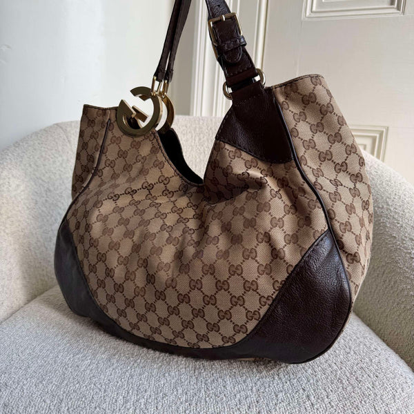 Gucci GG Canvas Charlotte Brown Shoulder Bag