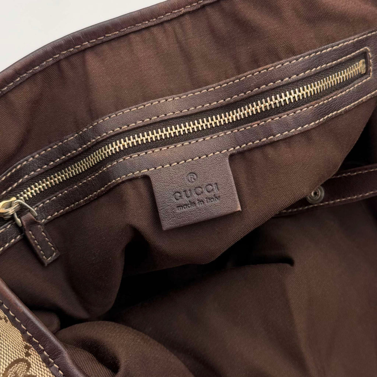 Gucci GG Canvas Horsebit Brown Tote Bag
