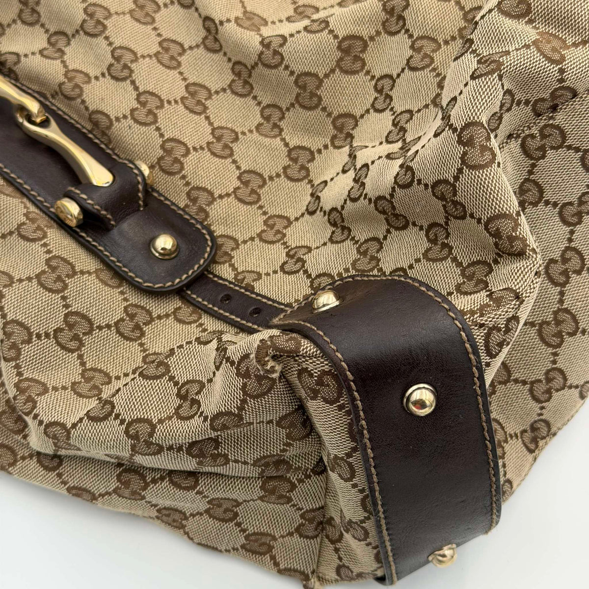 Gucci GG Canvas Horsebit Brown Tote Bag