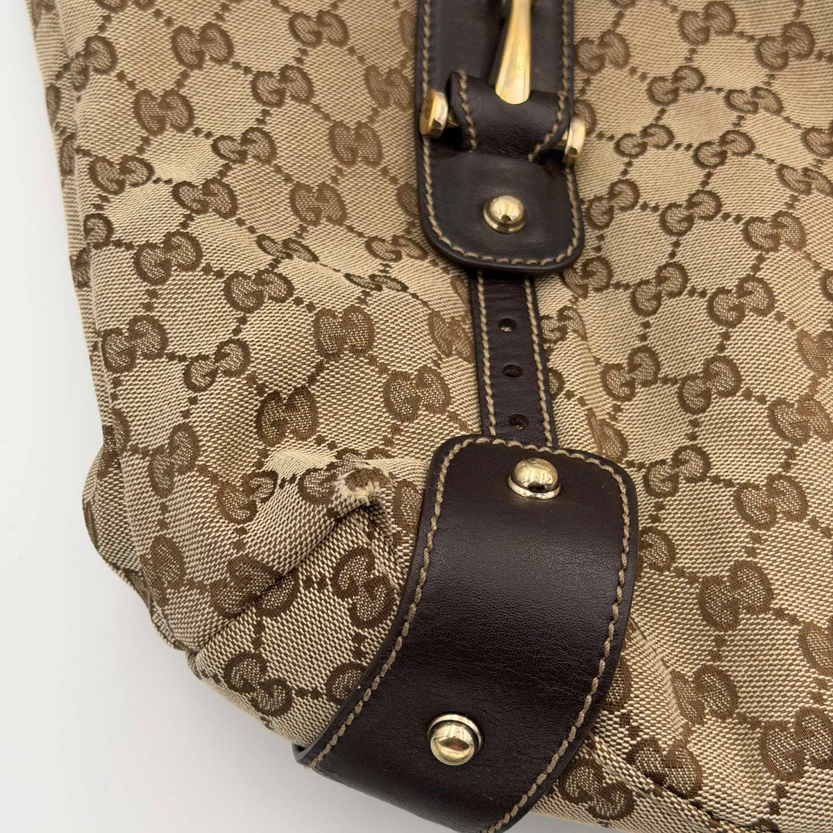 Gucci GG Canvas Horsebit Brown Tote Bag