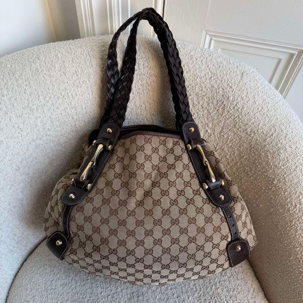 Gucci GG Canvas Horsebit Brown Tote Bag