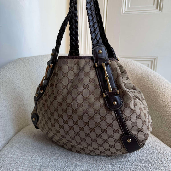 Gucci GG Canvas Horsebit Brown Tote Bag