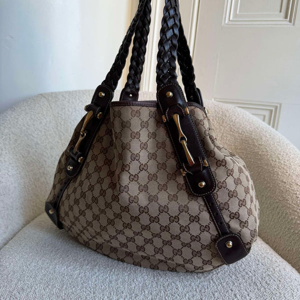 Gucci GG Canvas Horsebit Brown Tote Bag