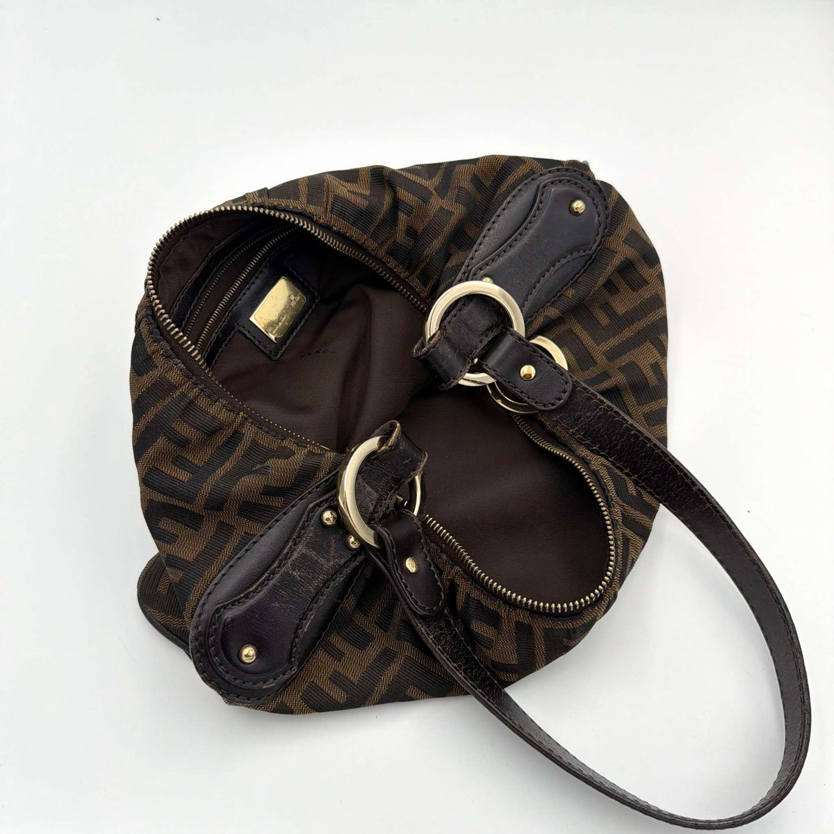 Fendi Zucca Chef Dark Brown Shoulder Bag