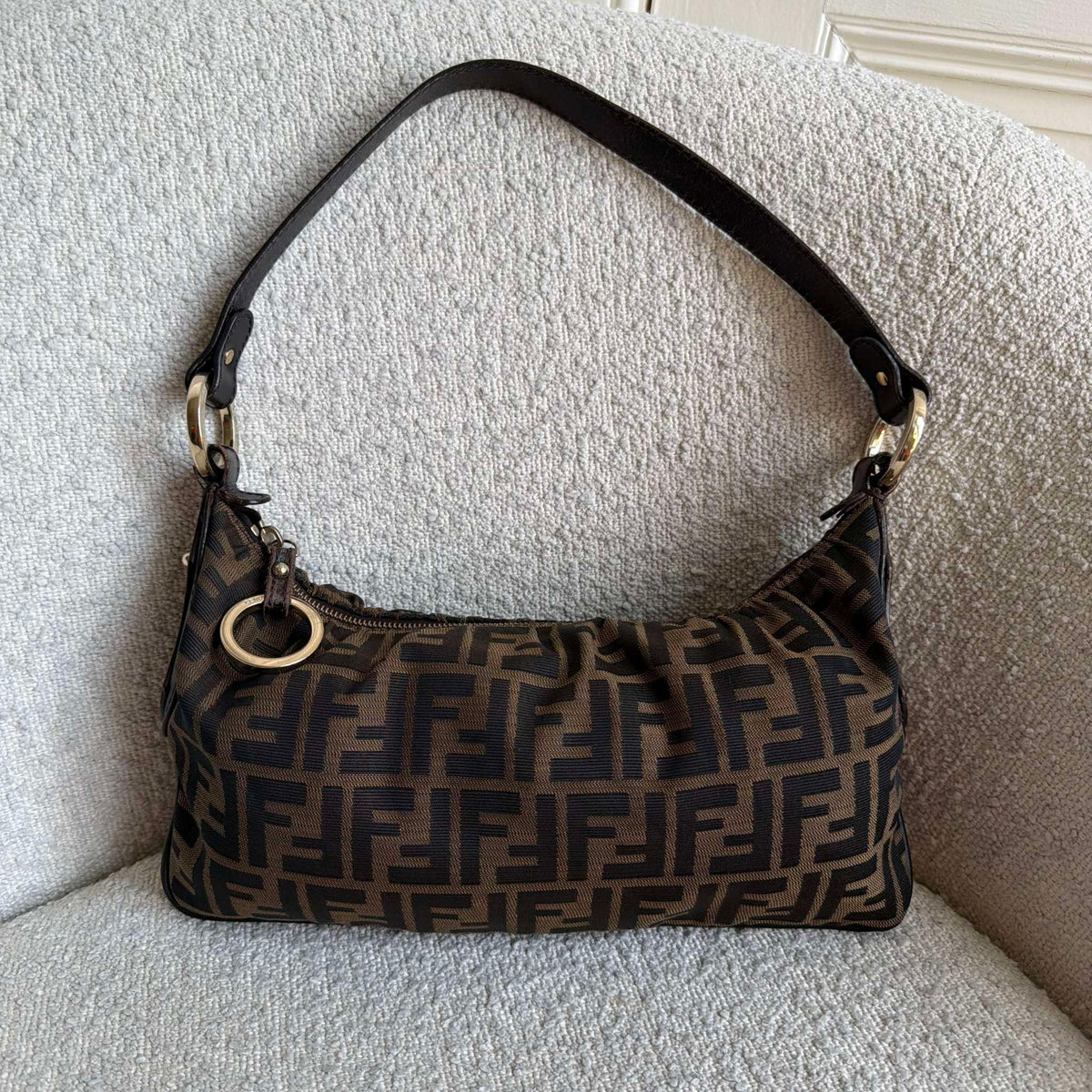 Fendi Zucca Chef Dark Brown Shoulder Bag