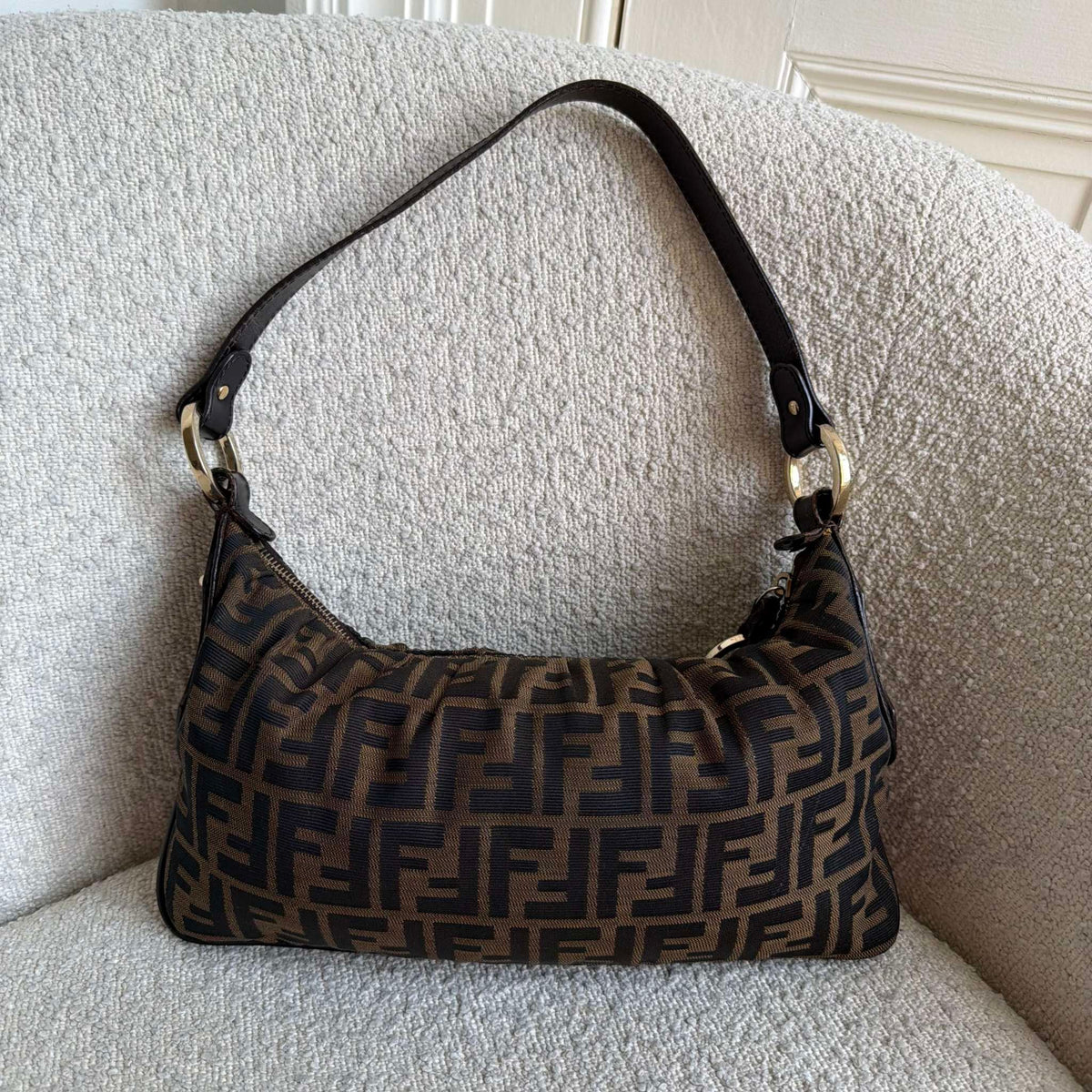 Fendi Zucca Chef Dark Brown Shoulder Bag