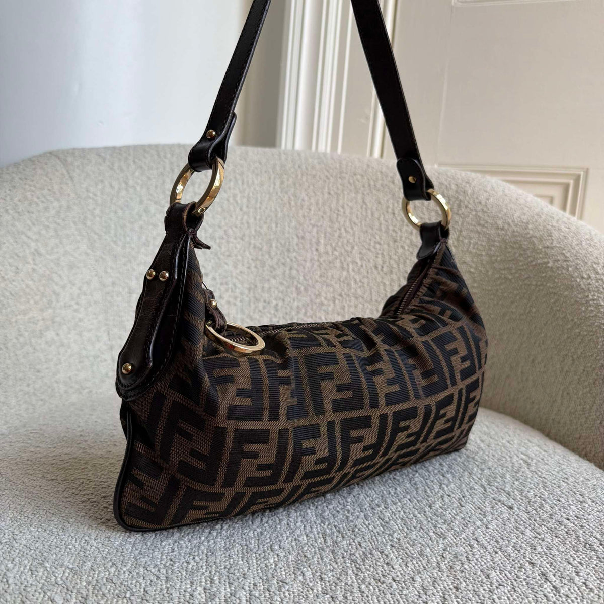 Fendi Zucca Chef Dark Brown Shoulder Bag