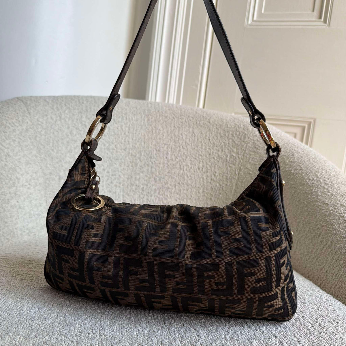 Fendi Zucca Chef Dark Brown Shoulder Bag