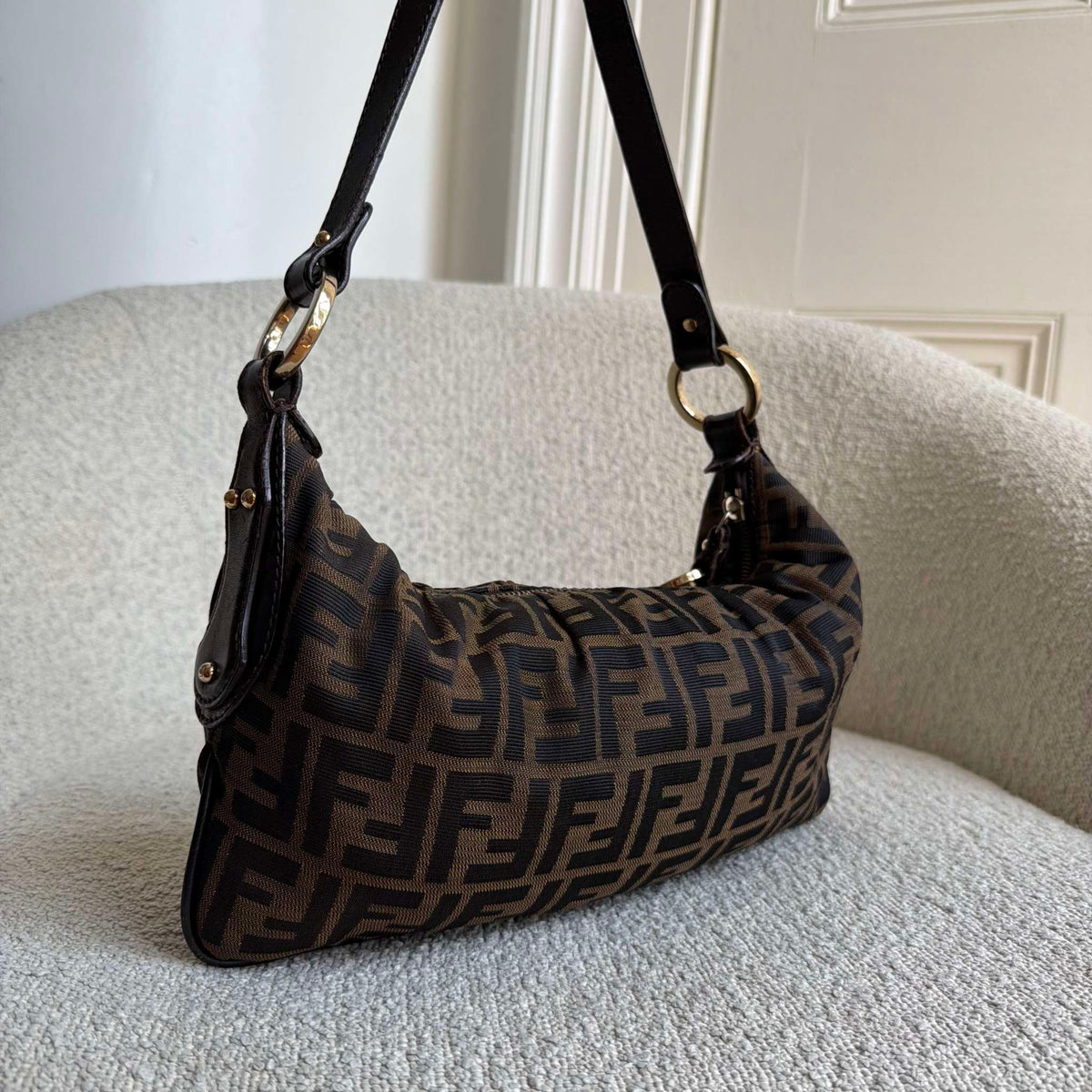 Fendi Zucca Chef Dark Brown Shoulder Bag
