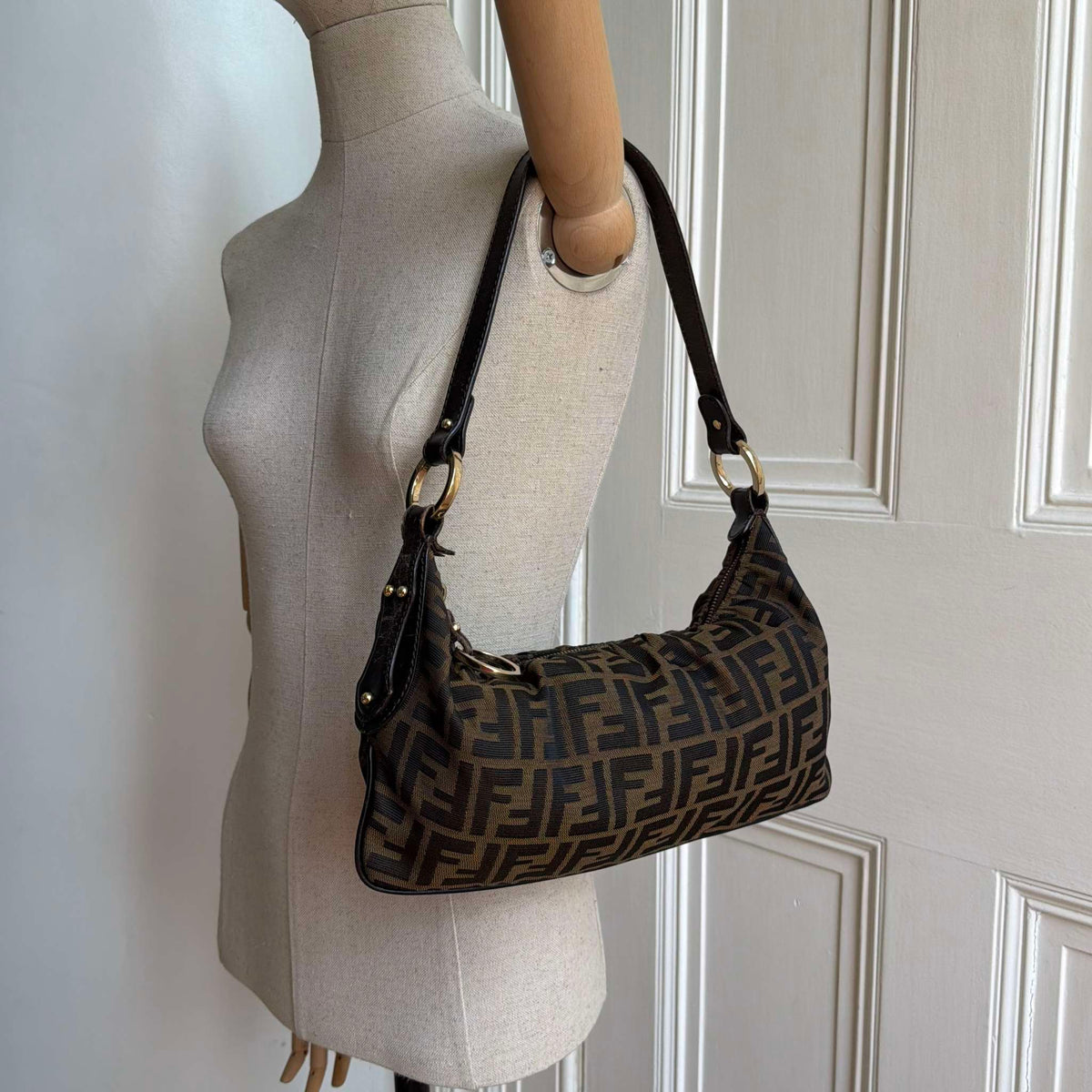 Fendi Zucca Chef Dark Brown Shoulder Bag