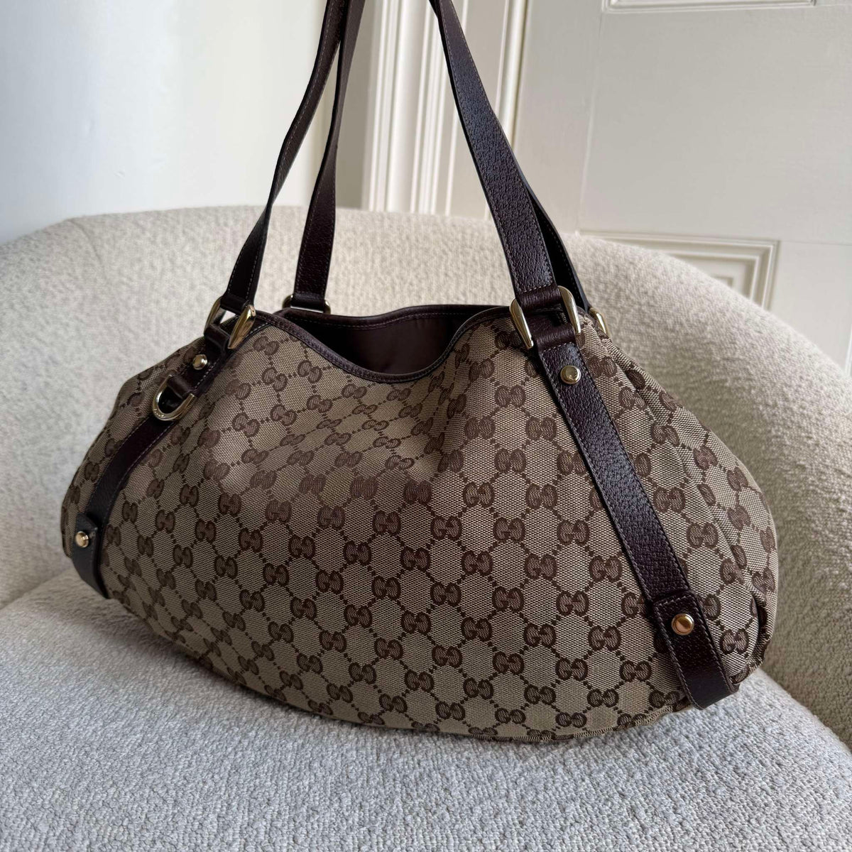 Gucci GG Canvas Abbey Brown Tote Bag