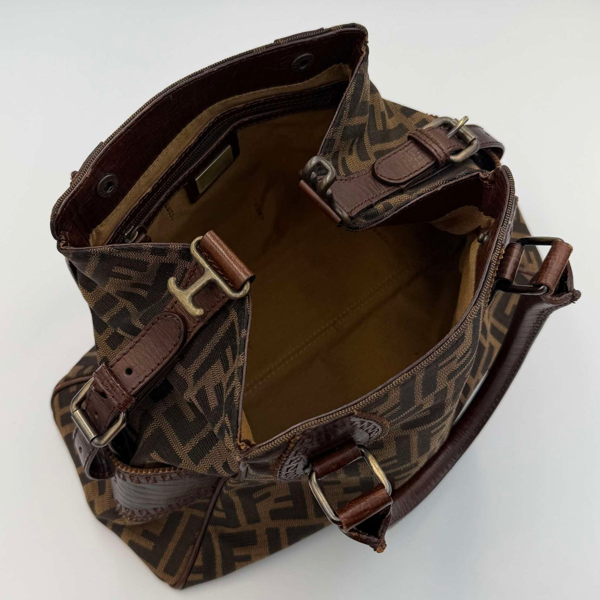 Fendi Zucca Canvas Du Jour Brown Handbag