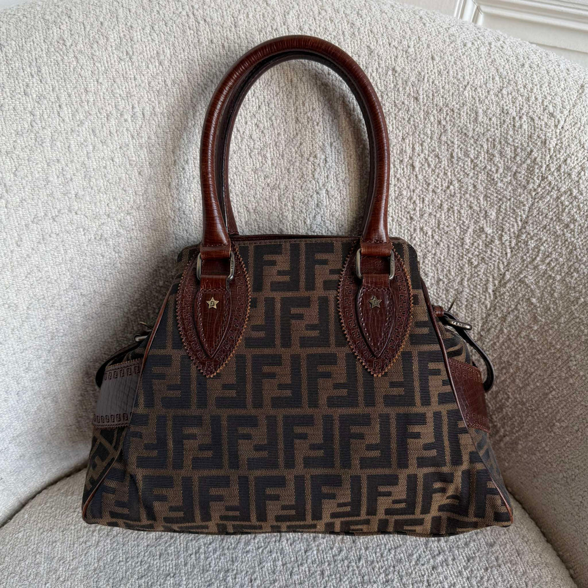 Fendi Zucca Canvas Du Jour Brown Handbag