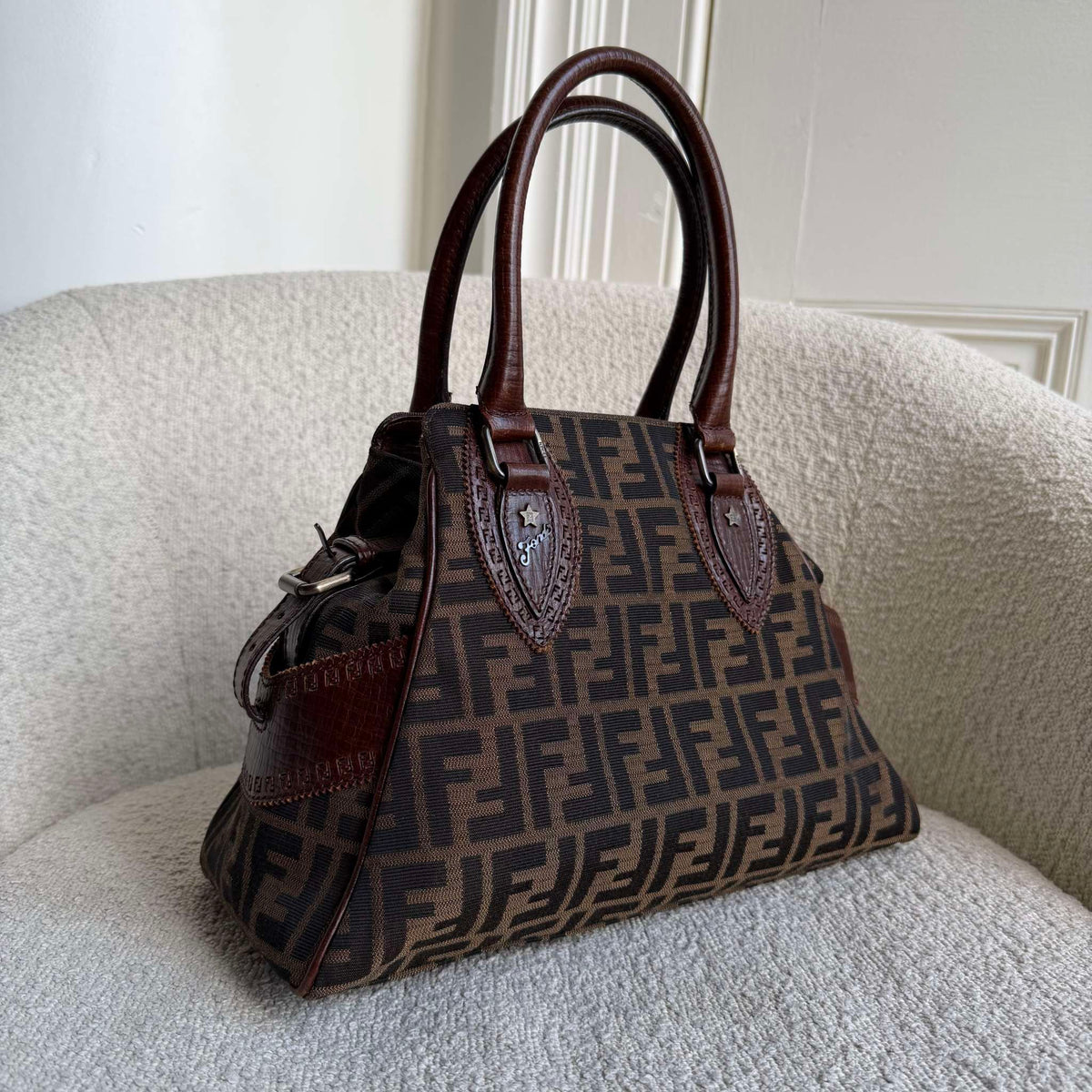 Fendi Zucca Canvas Du Jour Brown Handbag