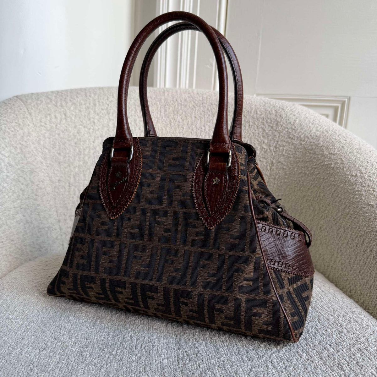 Fendi Zucca Canvas Du Jour Brown Handbag