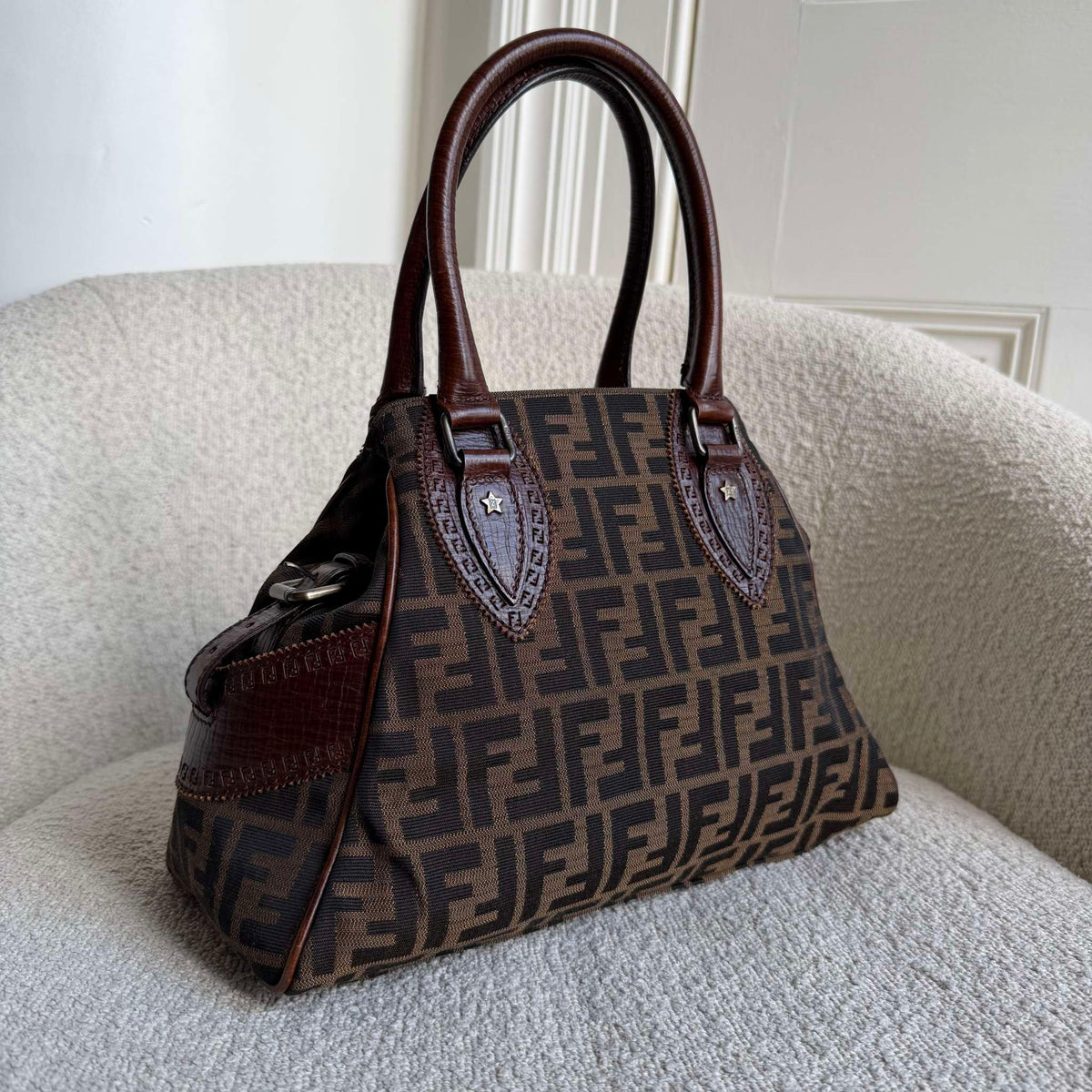 Fendi Zucca Canvas Du Jour Brown Handbag