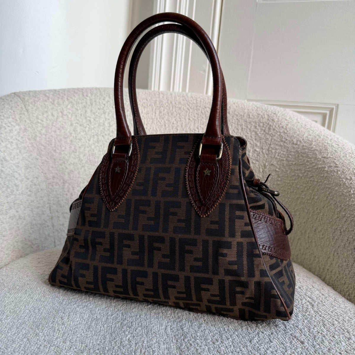 Fendi Zucca Canvas Du Jour Brown Handbag