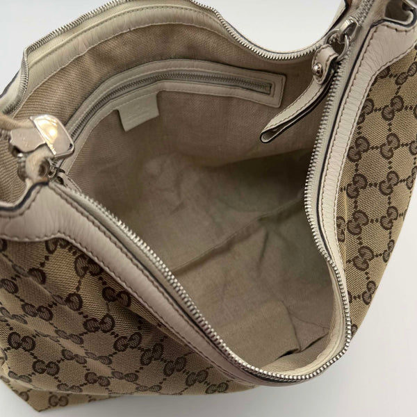 Gucci GG Canvas White Hobo Shoulder Bag