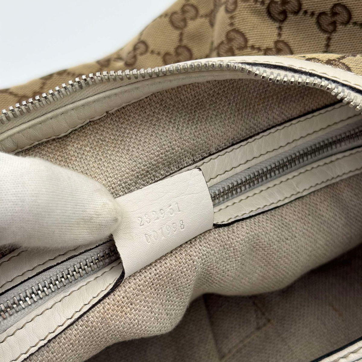 Gucci GG Canvas White Hobo Shoulder Bag