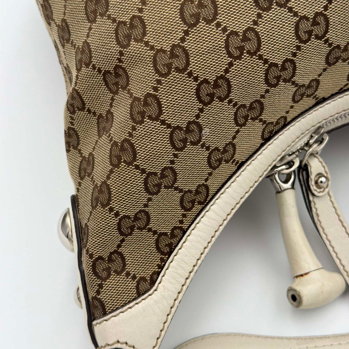 Gucci GG Canvas White Hobo Shoulder Bag
