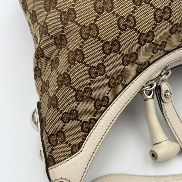 Gucci GG Canvas White Hobo Shoulder Bag