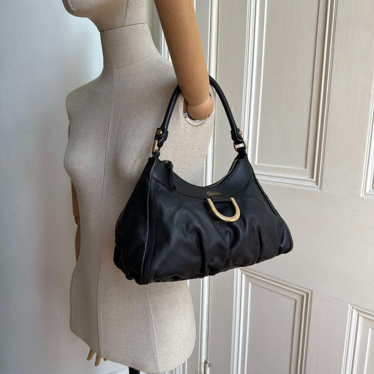 Gucci Abbey Leather Black Shoulder Bag