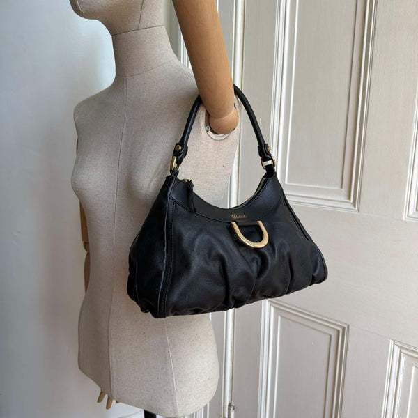 Gucci Abbey Leather Black Shoulder Bag