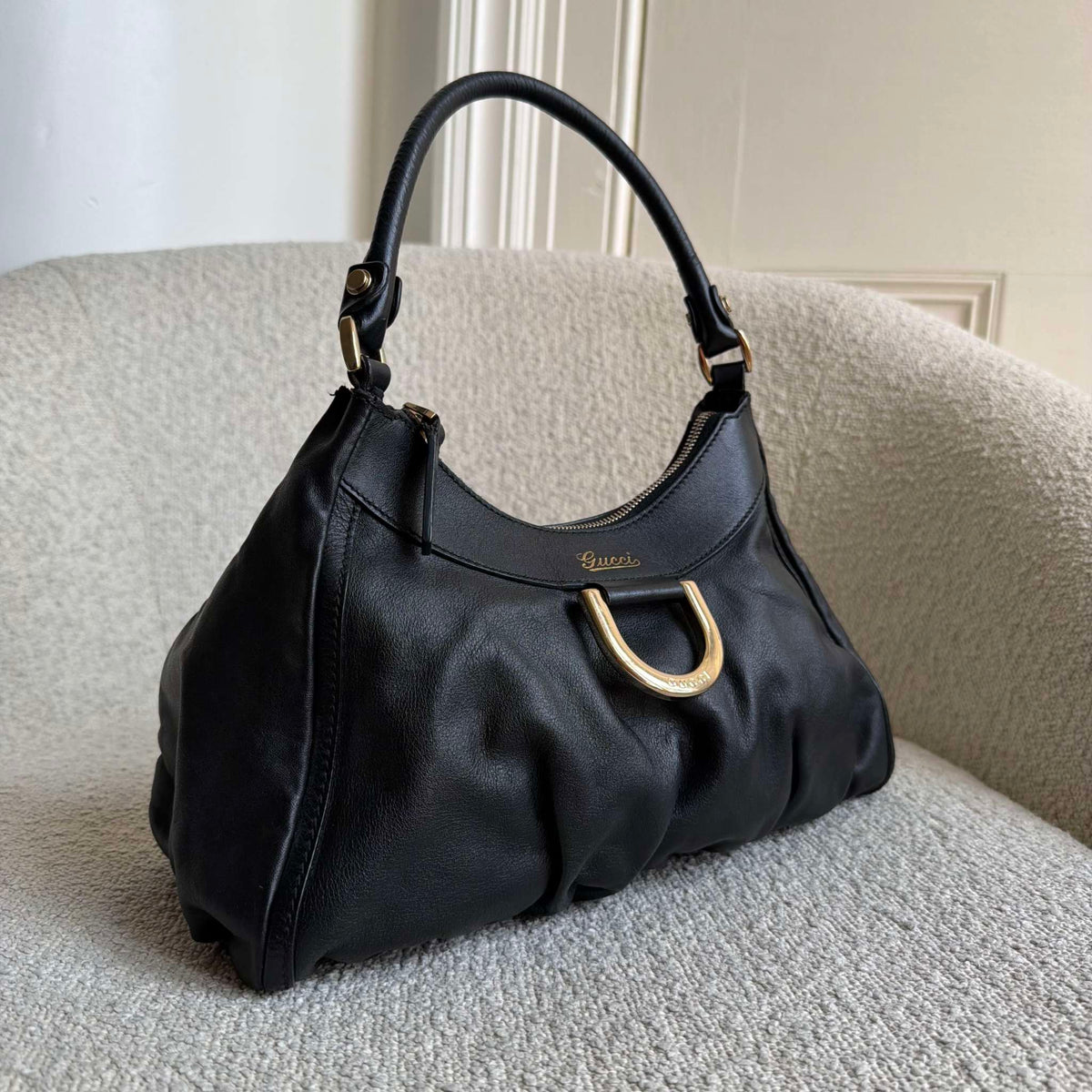 Gucci Abbey Leather Black Shoulder Bag
