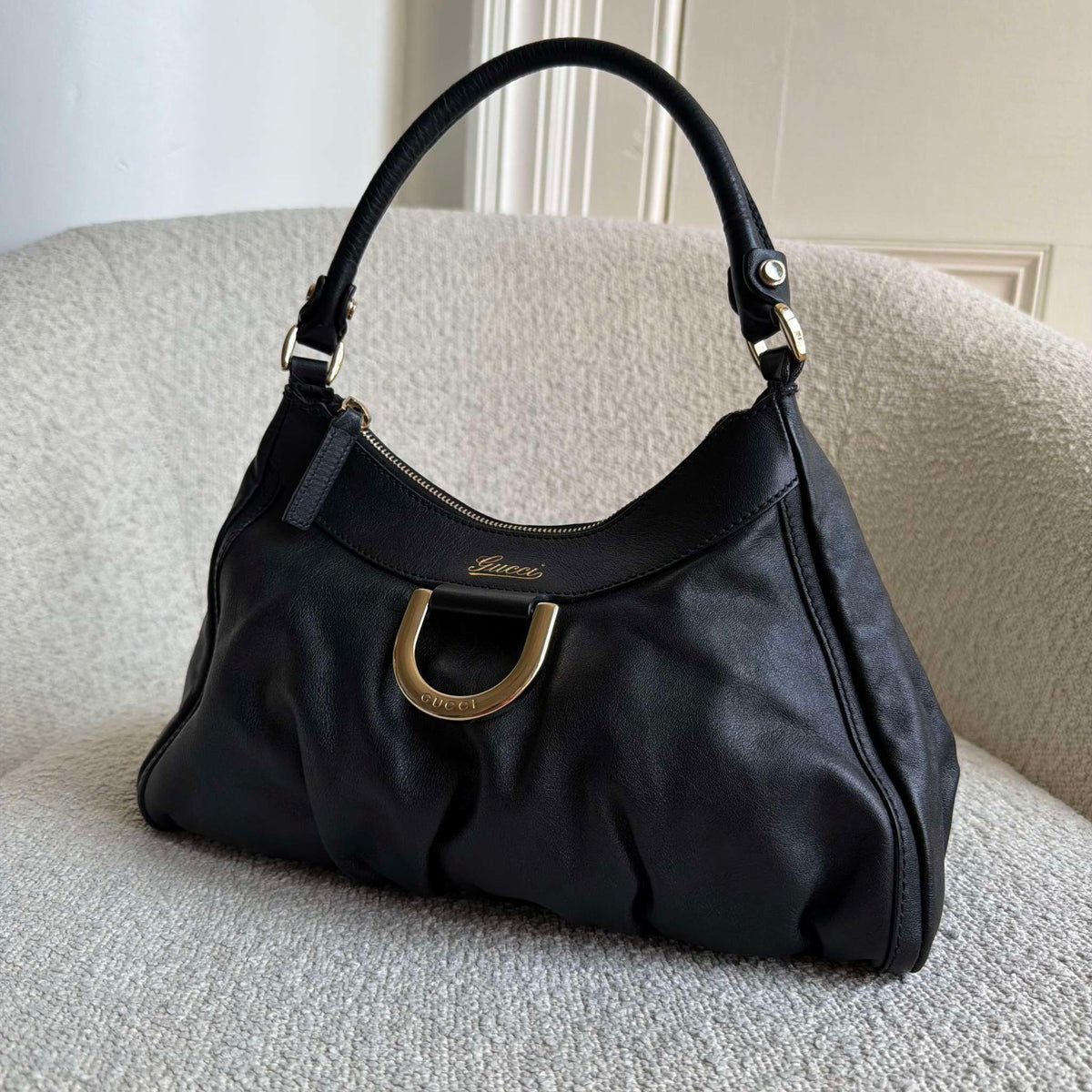 Gucci Abbey Leather Black Shoulder Bag