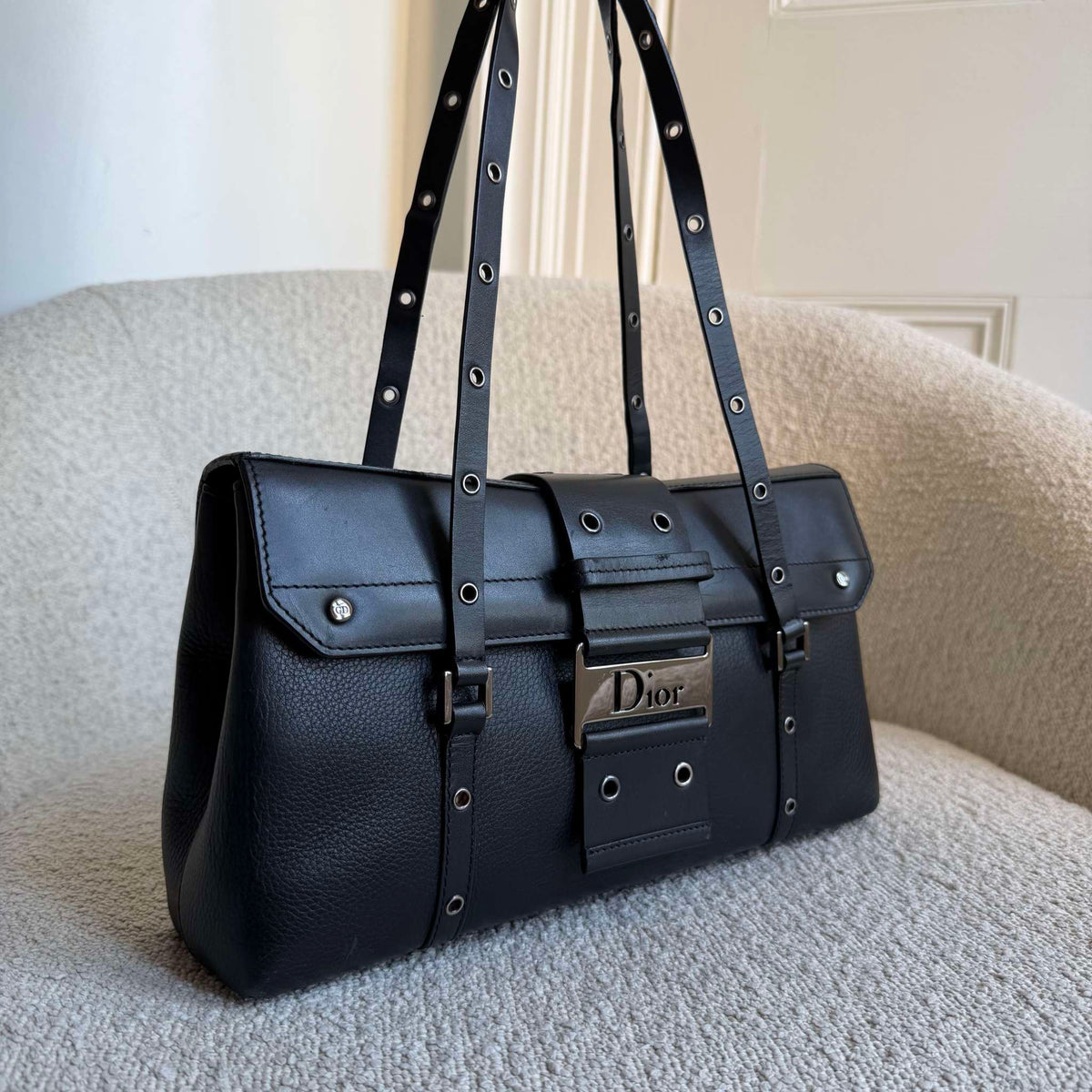 Dior Street Chic Black Leather Shoulder Bag