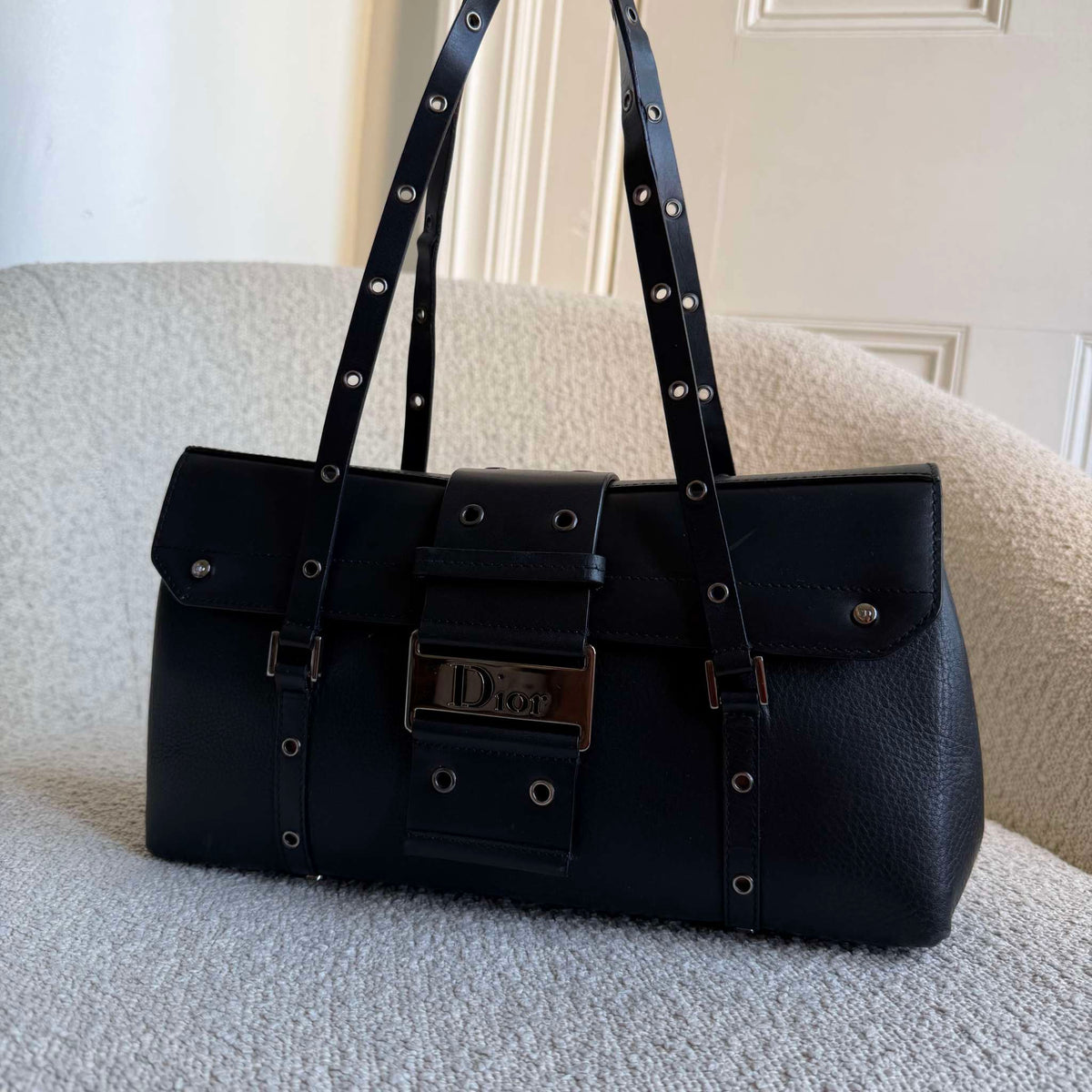 Dior Street Chic Black Leather Shoulder Bag
