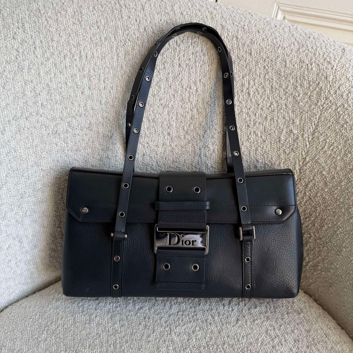 Dior Street Chic Black Leather Shoulder Bag