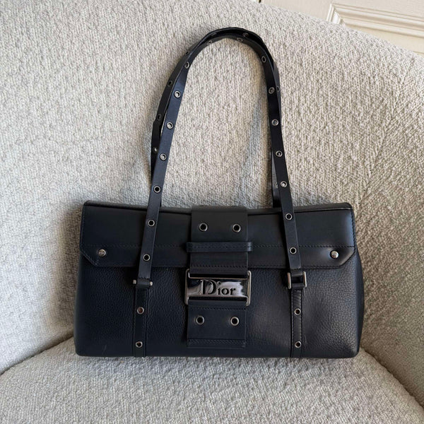 Dior Street Chic Black Leather Shoulder Bag