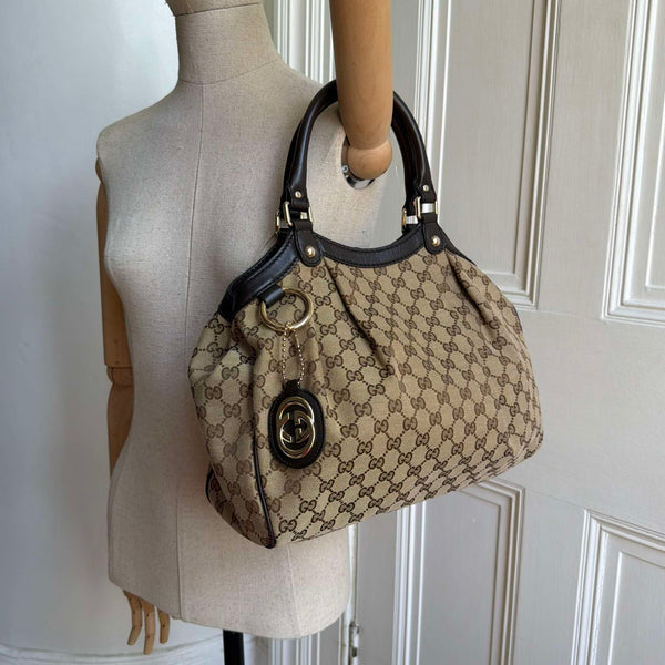 Gucci GG Canvas Sukey Brown Tote Bag
