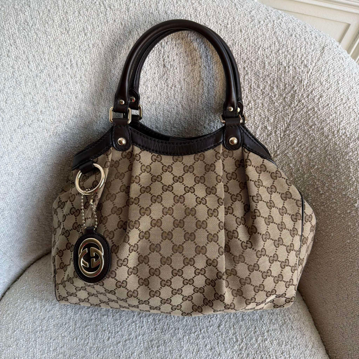 Gucci GG Canvas Sukey Brown Tote Bag