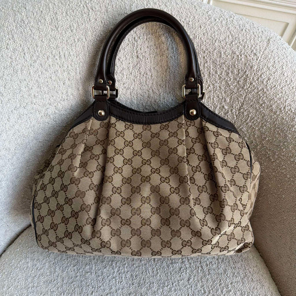Gucci GG Canvas Sukey Brown Tote Bag
