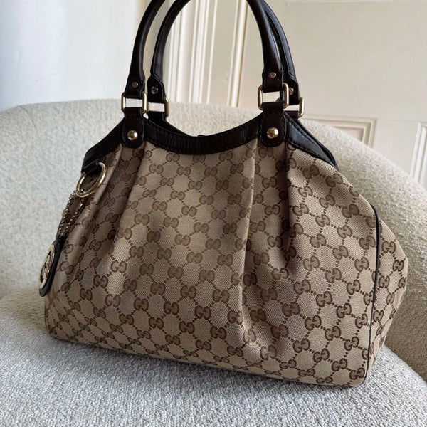 Gucci GG Canvas Sukey Brown Tote Bag