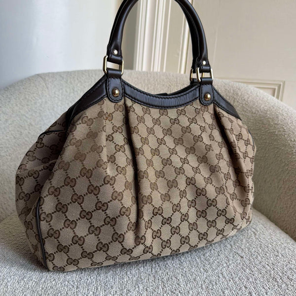 Gucci GG Canvas Sukey Brown Tote Bag