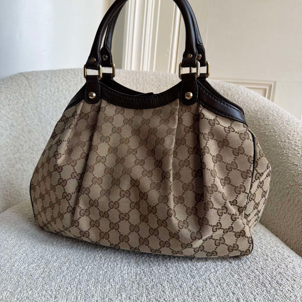 Gucci GG Canvas Sukey Brown Tote Bag