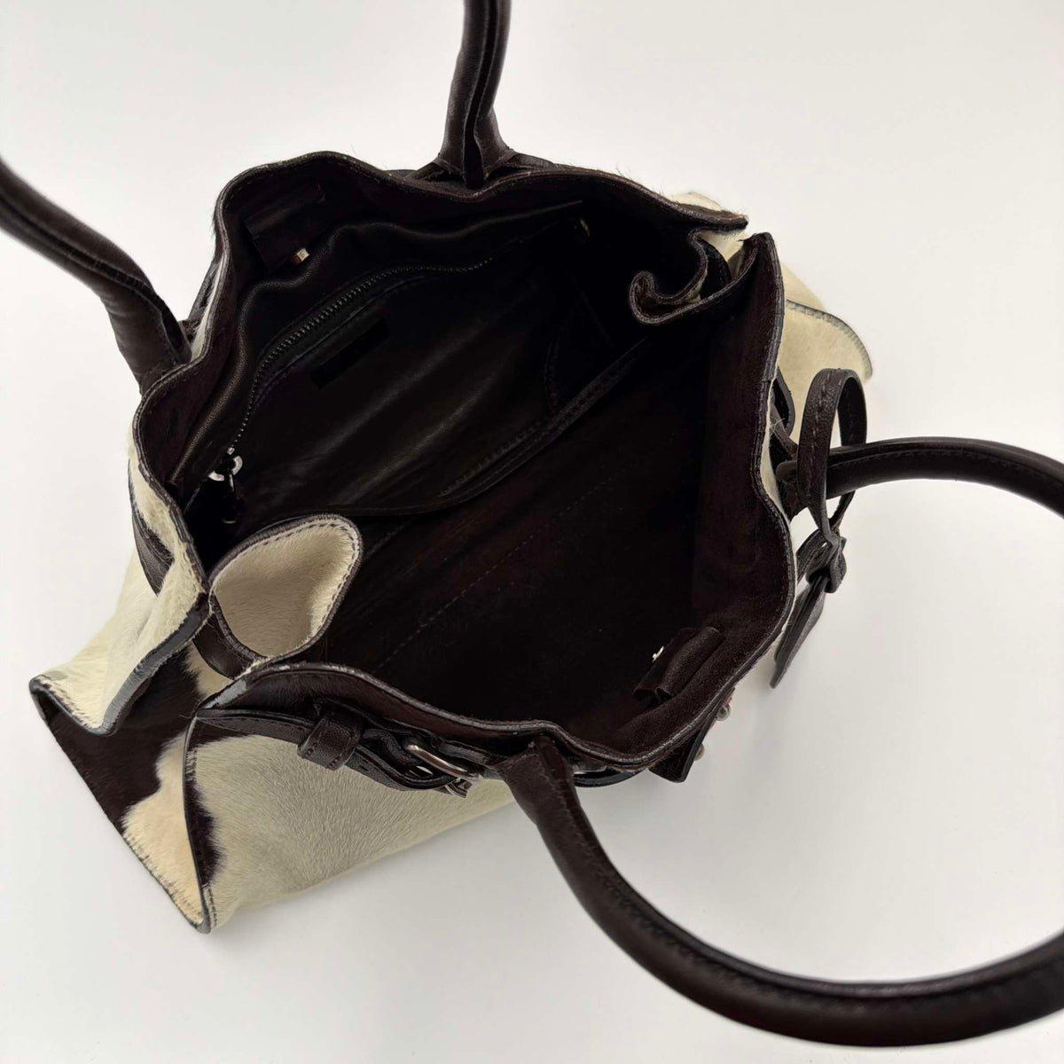 Archive Miu Miu Cow Print Brown Leather Handbag