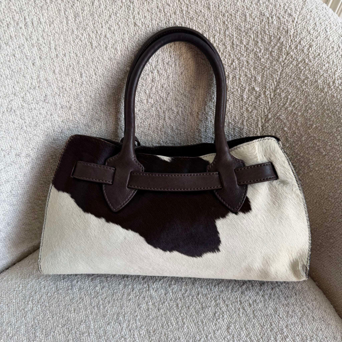 Archive Miu Miu Cow Print Brown Leather Handbag