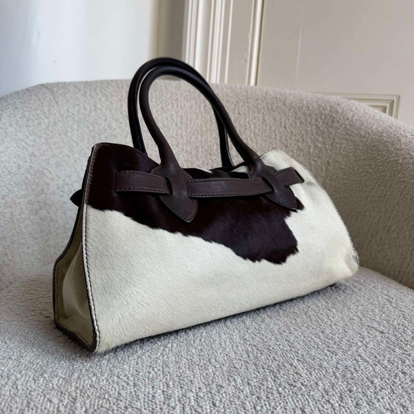 Archive Miu Miu Cow Print Brown Leather Handbag