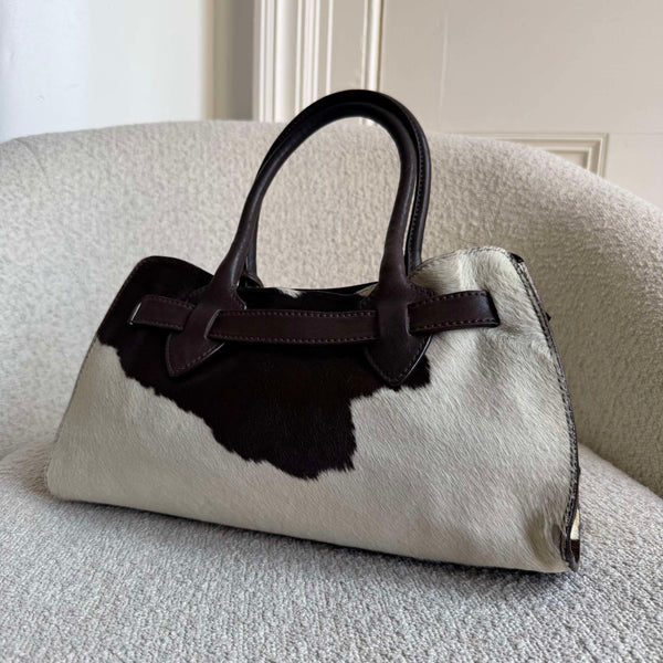 Archive Miu Miu Cow Print Brown Leather Handbag