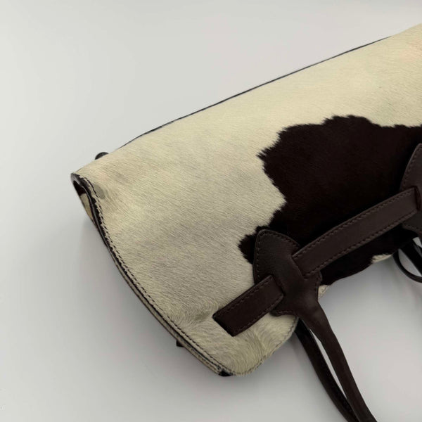 Archive Miu Miu Cow Print Brown Leather Handbag