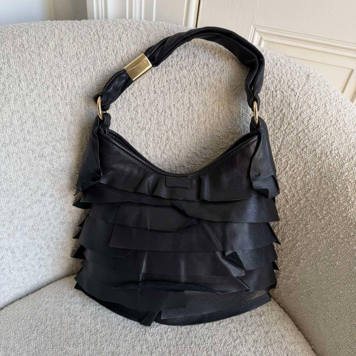 YSL Saint Tropez Leather Black Shoulder Bag