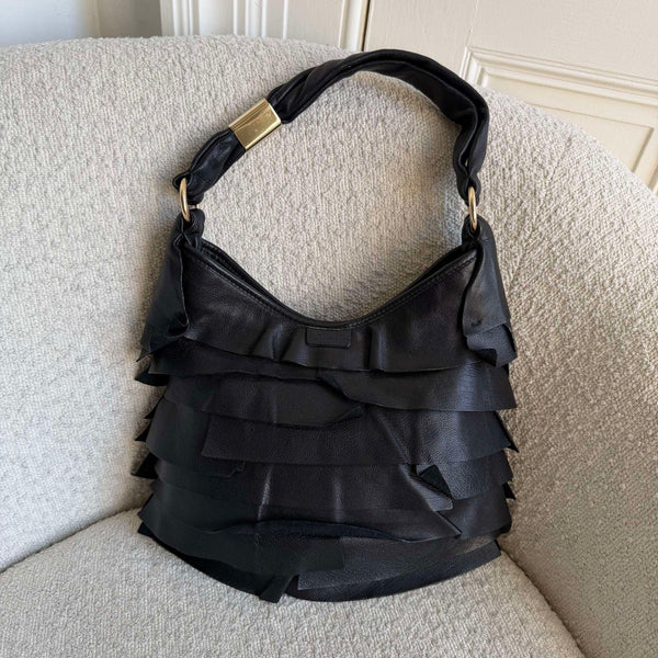 YSL Saint Tropez Leather Black Shoulder Bag