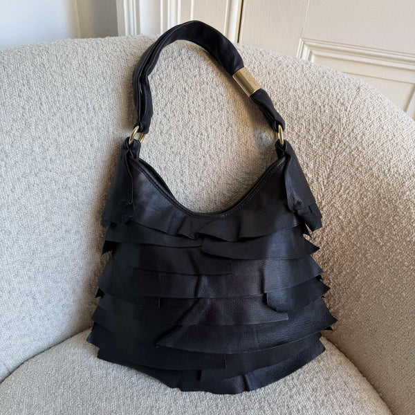 YSL Saint Tropez Leather Black Shoulder Bag