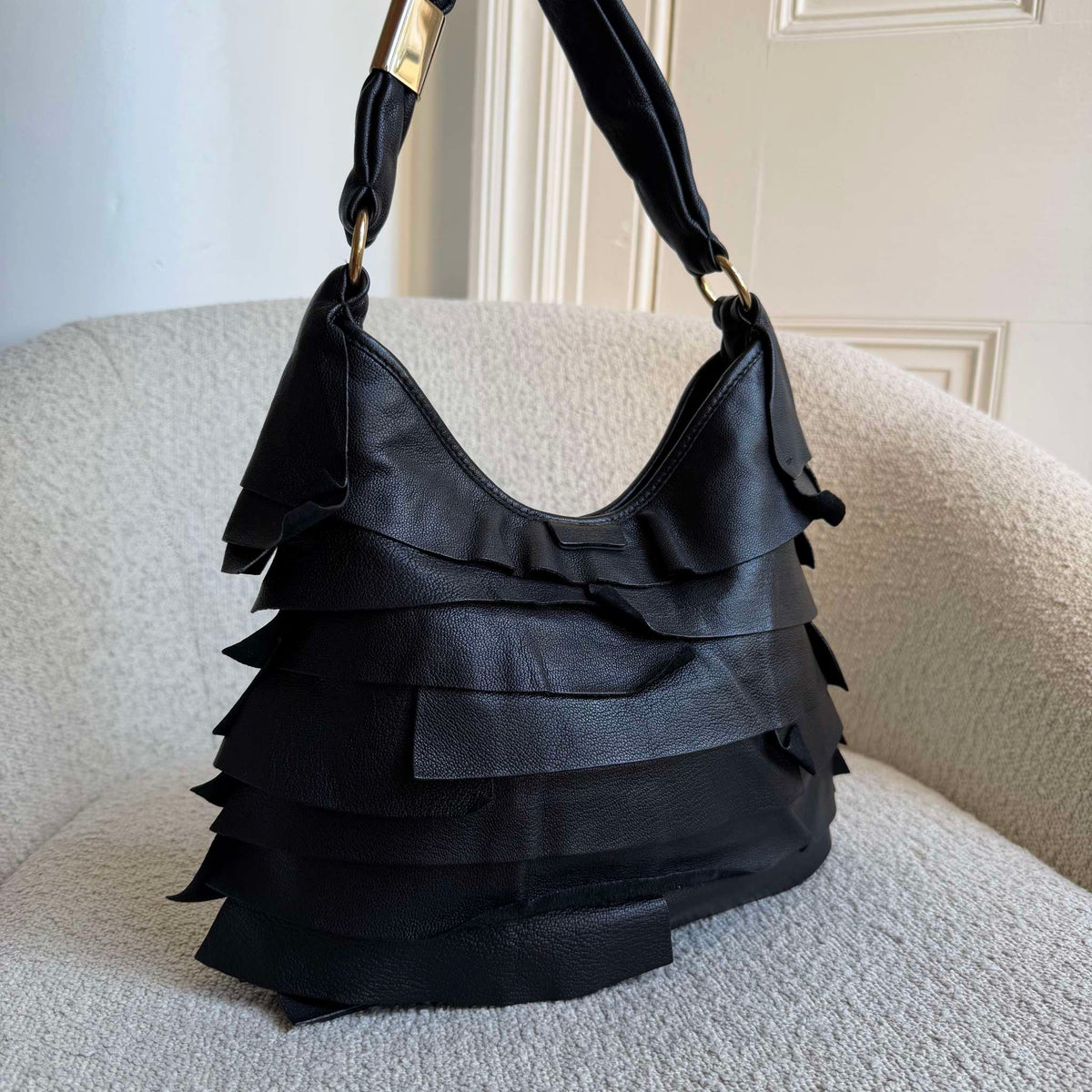 YSL Saint Tropez Leather Black Shoulder Bag
